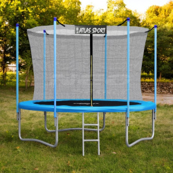 Батут Atlas Sport с внутренней сеткой и лестницей 252 см (8ft), максимальная нагрузка 120 кг.